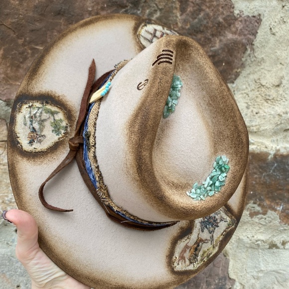 New “Cowboy” Hand burned hat Sz Small - Picture 4 of 6
